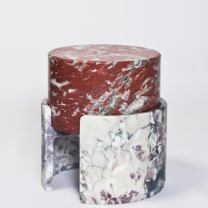 Kueng Caputo textured marble design stool