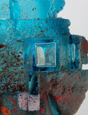 Translucent blue glass sculpture