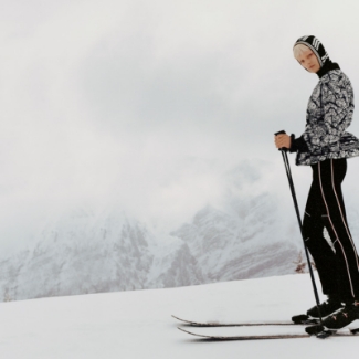 Skier in luxury attire
