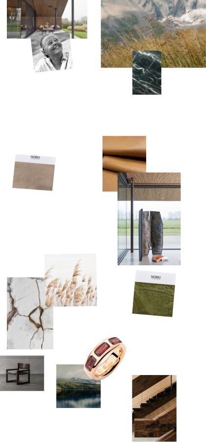 Moodboard et collage d'inspiration design intérieur pour le Chalet en transparence - Version Mobile