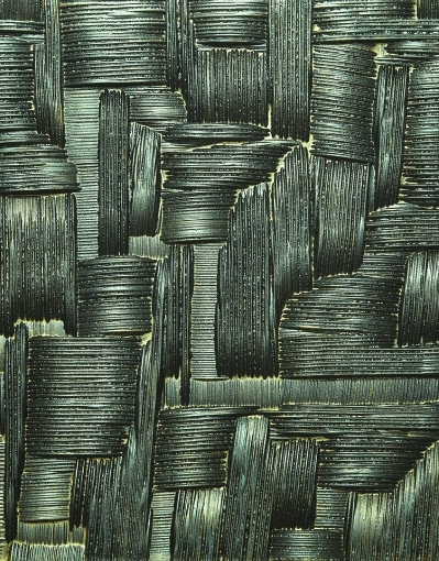 Detail of deep green woven material