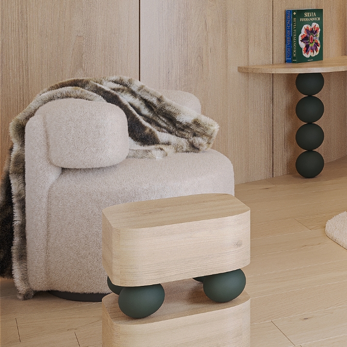 Fauteuil blanc texturé avec un plaid