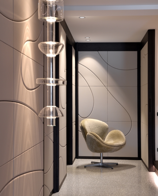 Vue intérieure d'un chalet de luxe, espace sanctuaire de bien-être