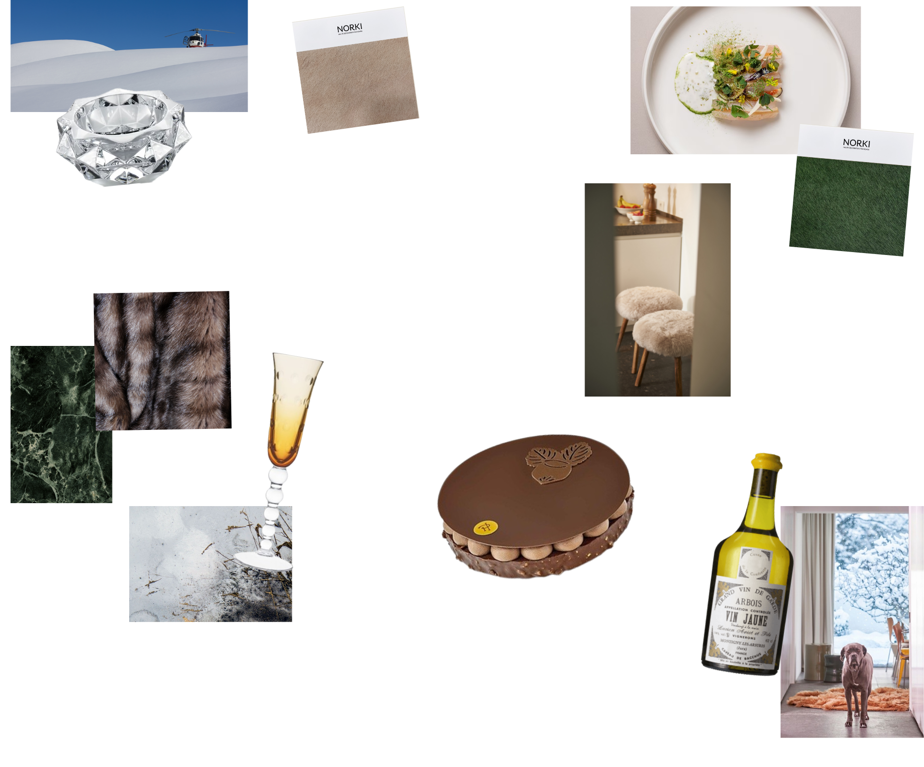 Interior design inspiration moodboard for The Epicurean Chalet (Desktop)
