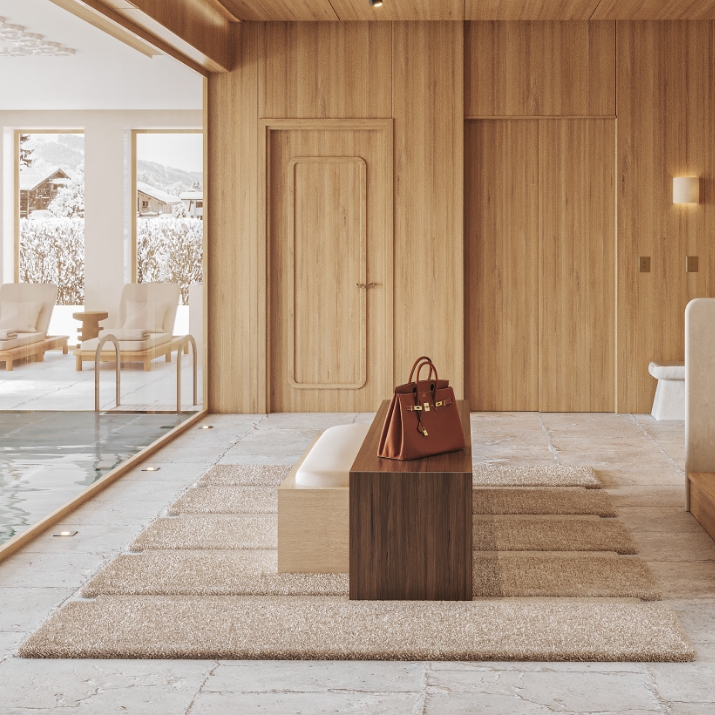 Tapis au sol près de la piscine