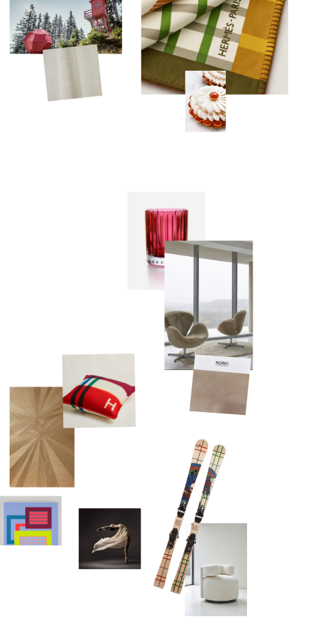 Interior design inspiration moodboard for the Haute Couture Chalet - Mobile Version
