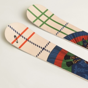 Pair of vintage wooden alpine skis by Off Piste