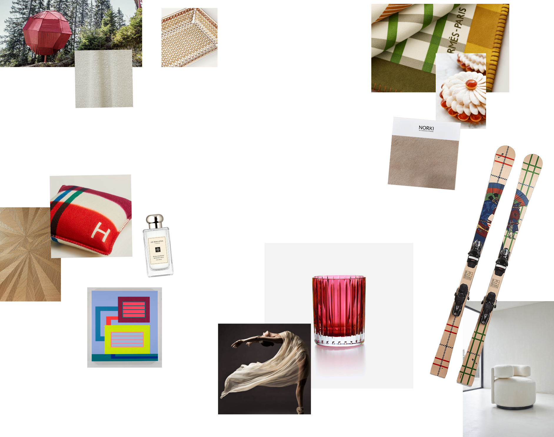 Interior design inspiration moodboard for the Haute Couture Chalet