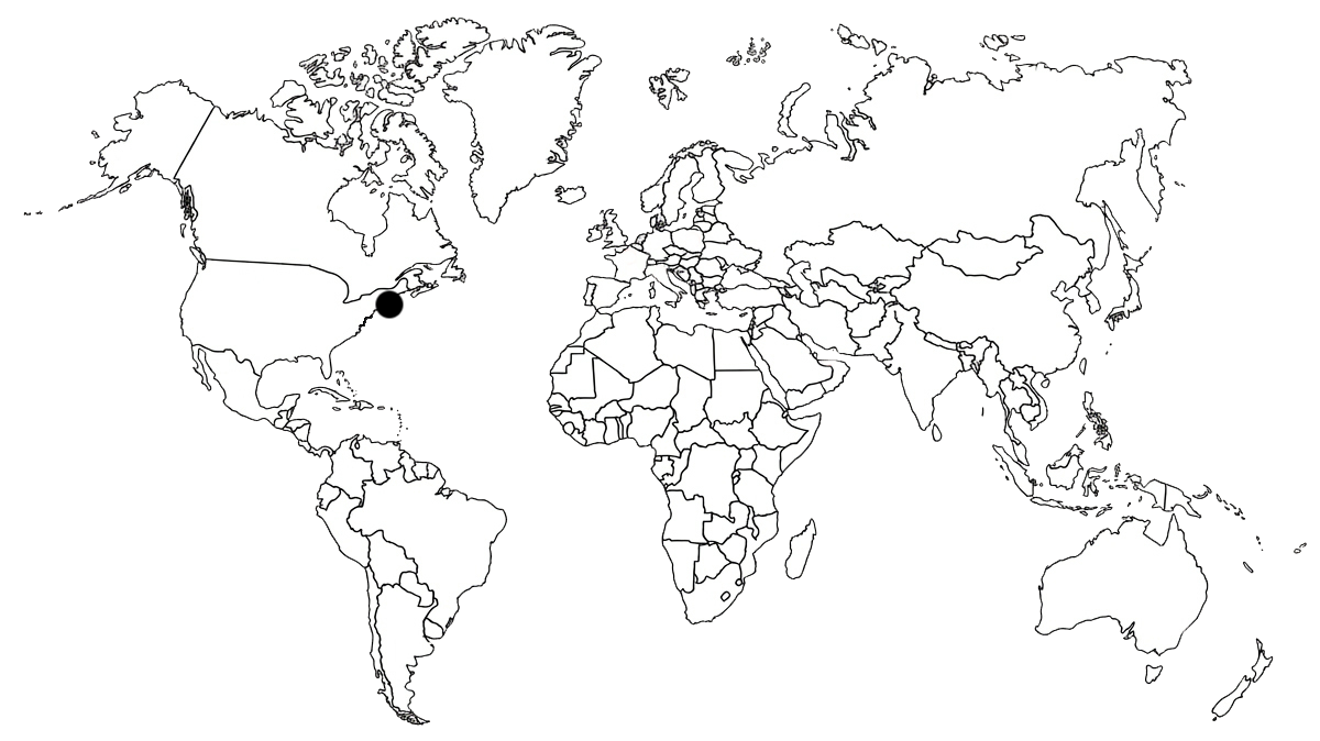 Carte du monde localisant les Hamptons