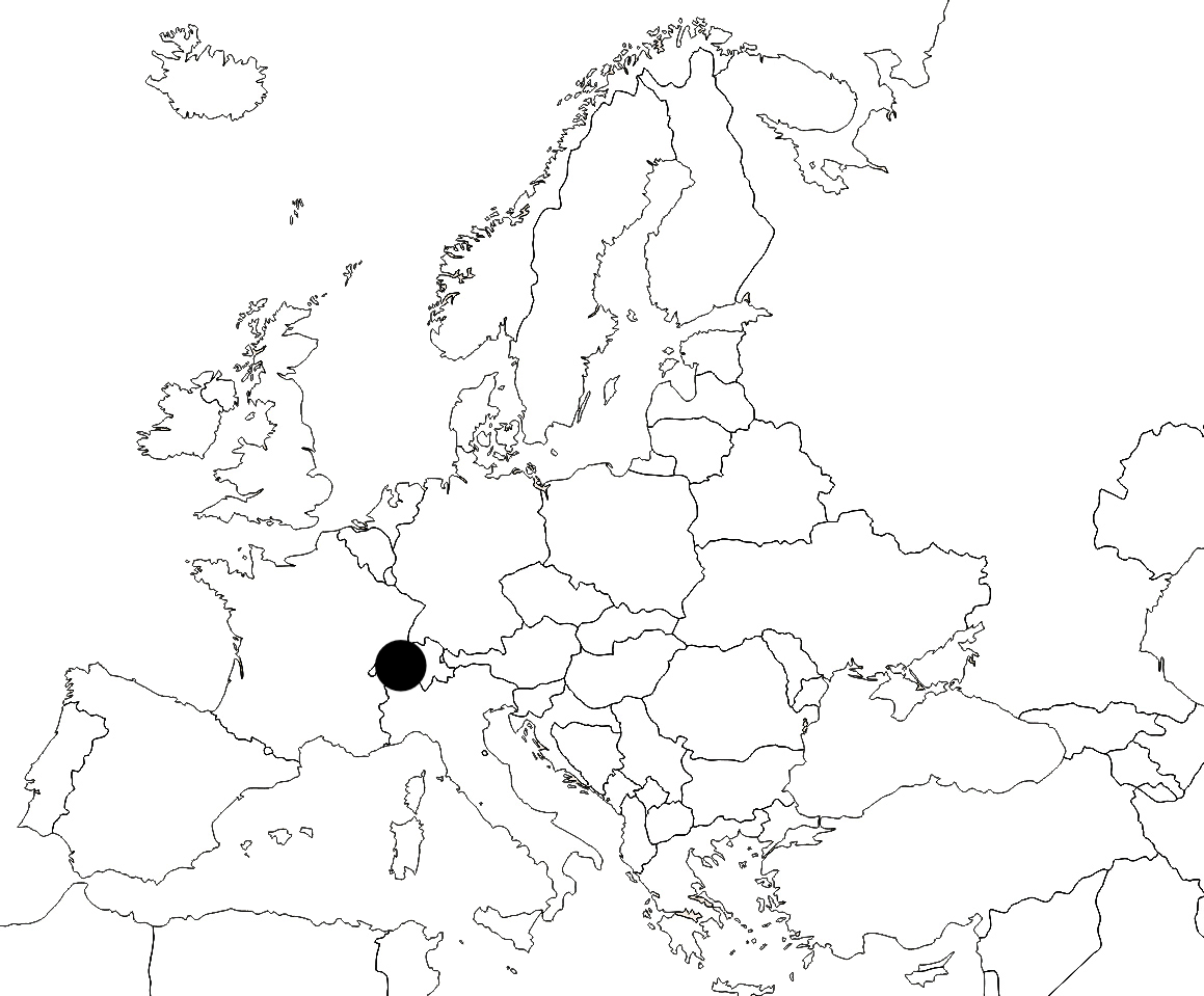 Zoom sur la carte de l'Europe localisant Gstaad